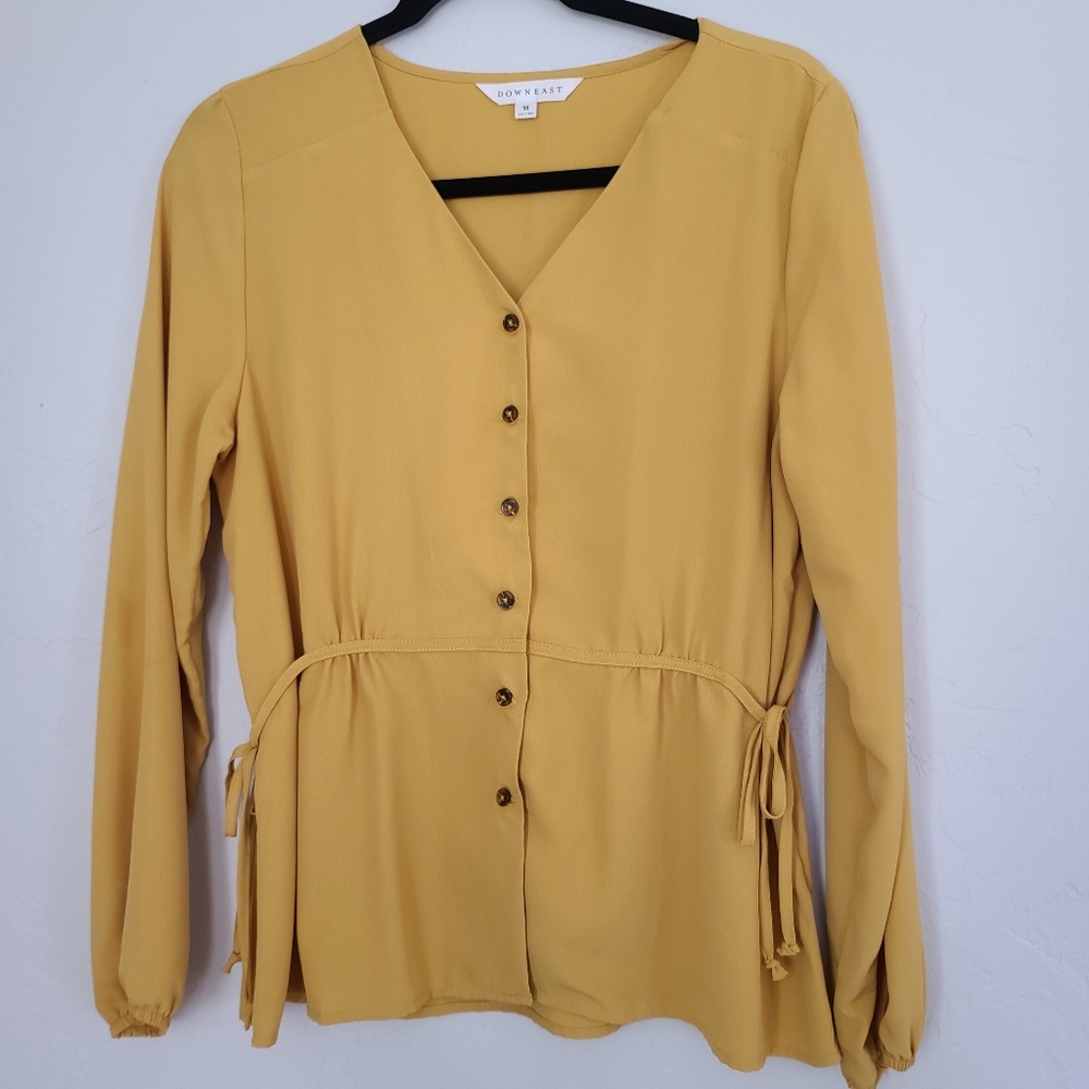 Yellow button up top